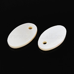 天然淡水貝の楕円形チャーム  貝殻色  13x8x1.5~2mm  穴：1.4mm&nbsp;SHEL-T020-36