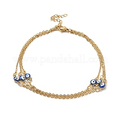 304ステンレススチールカーブチェーン8-5/8層アンクレット  女性用エナメルナザールボンジュウリンクアンクレット  ミックスカラー  22インチ（[2]cm）&nbsp;AJEW-C021-01