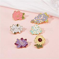 6Pcs 6 Style Flower Enamel Pins&nbsp;JEWB-SZ0001-61