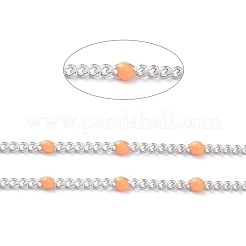 304ステンレススチールエナメルカーブチェーン  スプールで  ハンダ付け  多面カット  ベージュ  2.5x2x0.8mm  32.80フィート/ロール（10m /ロール）&nbsp;CHS-P013-01P-01