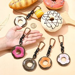 5個 5色 PUレザードーナツペンダントデコレーション  合金の留め金付き  バッグの飾りに  ミックスカラー  152mm  1pc /カラー&nbsp;AJEW-CJ0001-60
