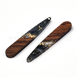 Transparent Resin & Walnut Wood Pendants&nbsp;RESI-N039-69C