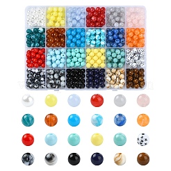 600 個 24 色不透明アクリルビーズ  ラウンド  ミックスカラー  7~8mm  穴：1.5~2mm  25個/カラー&nbsp;MACR-YW0003-26