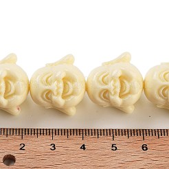合成サンゴ彫刻ビーズ連売り  染め  笑う弥勒仏の頭  レモンシフォン  18x20x18mm  穴：2mm  約18個/連  13.31''（33.8センチメートル）&nbsp;CORA-B001-01B
