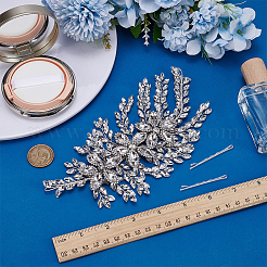 亜鉛合金とラインストーンのヘアピンセット1セット  結婚式の花嫁用品用  銀  215x110x10mm  1セット&nbsp;AJEW-FG0005-22