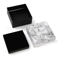 花柄の厚紙紙製ジュエリー収納ボックス  ギフトパッケージ用品  正方形  ホワイト  7.6x7.5x3.6cm&nbsp;CON-P022-01C