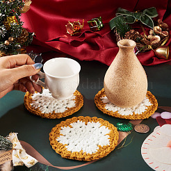 3Pcs Snowflake Hand-Woven Polyester Macrame Coaster&nbsp;DIY-TA0013-98C