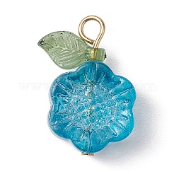 透明なガラスの花とアクリルの葉のペンダント  304ステンレススチールループ付き  ミックスカラー  18.5x13x6mm  穴：2.5mm&nbsp;PALLOY-JF02258
