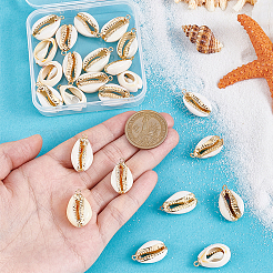24Pcs 3 Styles Electroplate Natural Cowrie Shell/Freshwater Shell Pendants&nbsp;BSHE-PH0001-63