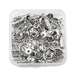 40pcs10スタイルチベットスタイルアロイペンダント  鉛フリー＆カドミウムフリー  混合図形  アンティークシルバー  15~33x7.8~27.5x2~9mm  穴：1~2.5mm  4個/スタイル&nbsp;FIND-FP0001-23