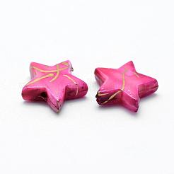 ドローベンチアクリルビーズ  スプレー塗装  スター  ショッキングピンク  13.5x14.5x4mm  穴：1mm  約1200個/500g&nbsp;MACR-K331-31B