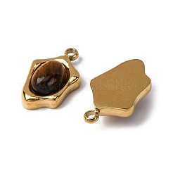 Natural Tiger Eye Irregular Oval Charms&nbsp;STAS-L022-525G-02