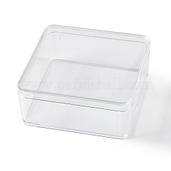カバー付きグリッドプラスチックビーズコンテナ1個  アクセサリー用  ビーズ  小物収納  正方形  透明  9.2x9.2x4cm&nbsp;CON-K002-03G