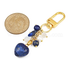 3Pcs Natural Lapis Lazuli & Rose Quartz & Amethyst Heart Pendant Decorations&nbsp;HJEW-JM04150