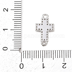 Cross Brass Micro Pave Clear Cubic Zirconia Connector Charms&nbsp;KK-P339-04P