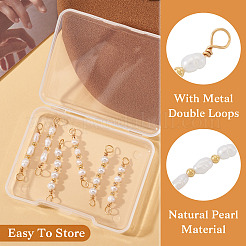 6Pcs 3 Styles Natural Cultured Freshwater Pearl Beaded Connector Charms&nbsp;PALLOY-TA00269