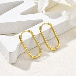 イオンプレーティング（IP）304ステンレススチールフープピアス（女性用）  長方形  ゴールドカラー  24.5x15.5x2.5mm&nbsp;EJEW-U035-12G-02
