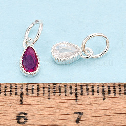 925 Sterling Silver Pave Cubic Zirconia Teardrop Birthstone Style Charms&nbsp;STER-T009-21S