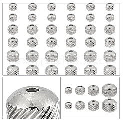 80個 8スタイル 304ステンレススチールビーズ  ラウンド  ステンレス鋼色  5~8mm  穴：1.5~2mm  10個/スタイル&nbsp;STAS-AR0002-04