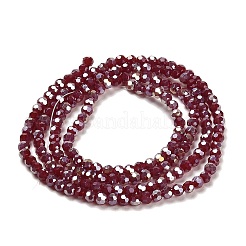 不透明ガラスビーズスタンド  ABカラー  ファセット（32ファセット）  ラウンド  暗赤色  3.5x3mm  穴：1mm  約163~166個/連  50~51cm&nbsp;EGLA-A035-P3mm-B02