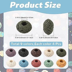 40Pcs 10 Colors Natural Lava Rock European Beads&nbsp;G-YW0003-01