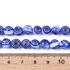 ハンドメイドミッレフィオーリガラスラウンドビーズ連売り  藤紫色  8mm  穴：1.2~1.4mm  約48~49個/連  14.09~14.37''（35.8~36.5センチメートル）&nbsp;LK-R004-93A