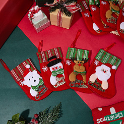 12Pcs 4 Styles Cloth Christmas Stocking Gift Bag Pendant Decoration&nbsp;FIND-SP0020-60D