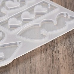 ハートのイヤリングペンダント DIY シリコン型  レジン型  UVレジン用  エポキシ樹脂工芸品作り  透明  111x144x4.5mm  内径：41.5~56x20~28mm  穴：2mm&nbsp;LS-DIY-Q033-06A