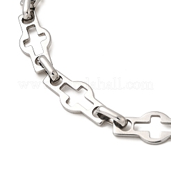 女性用304ステンレススチール中空クロスリンクチェーンブレスレット  ステンレス鋼色  7-3/8インチ（18.7cm）&nbsp;BJEW-JB12293-01