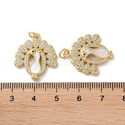 Brass Micro Pave Clear Cubic Zirconia Pendants&nbsp;KK-B083-33C-G