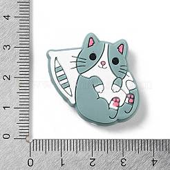 シリコーン焦点ビーズ  DIYの看護ネックレス用  猫の形  29x27x7mm  穴：2.5mm&nbsp;SIL-M004-01B