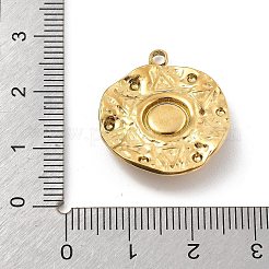 天然石のペンダント  304ステンレススチールセッティング  18KGP本金メッキ  フラットラウンド  24x21x4mm  穴：2mm&nbsp;STAS-D300-02G-03