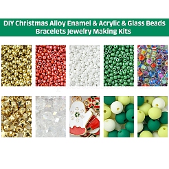 DIY Christmas Alloy Enamel & Acrylic & Glass Beads Bracelets Jewelry Making Kits&nbsp;DIY-FS0007-03
