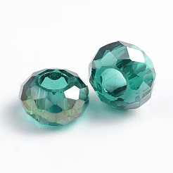 ガラスヨーロピアンビーズ  大穴ビーズ  芯金がない  多面カット  ロンデル  ミックスカラー  14x8mm  穴：5mm&nbsp;GDA010