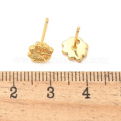 孔雀の真鍮スタッドピアス  長持ちメッキ  鉛フリー＆カドミウムフリー  18KGP本金メッキ  6.5x7.5mm&nbsp;EJEW-S252-01G