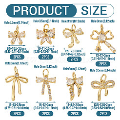 16Pcs 8 Style Brass Micro Pave Cubic Zirconia Charms&nbsp;KK-TA0002-16