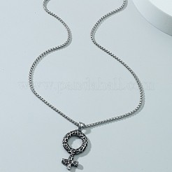 Viking 304 Stainless Steel Female Symbol Pendant Box Chain Necklaces for Unisex&nbsp;WG343F0-01