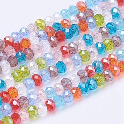 混合電気メッキガラスファセットロンデルビーズ連売り  3x2mm  穴：0.5mm  約105~110個/連  29~31cm&nbsp;X-EGLA-J047-3x2mm-46