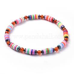 Polymer Clay Heishi Beads Beads Stretch Bracelets&nbsp;BJEW-JB04452-M