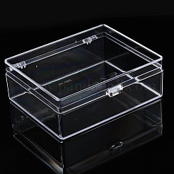 長方形ポリスチレンビーズ貯蔵容器  カバー付き  ジュエリービーズ用小さなアクセサリー  透明  15x13x5.5cm&nbsp;LS-CON-N011-034