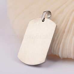 304ステンレスペンダント  テクスチャ  メッシュ模様の長方形  アンティークシルバー  40x21.5x2mm  穴：5x6.5mm&nbsp;STAS-O075-11AS