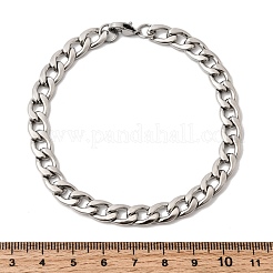 男性用201ステンレススチールカーブチェーンブレスレット  ステンレス鋼色  8.74インチ（22.2cm）&nbsp;STAS-T077-22B-01P