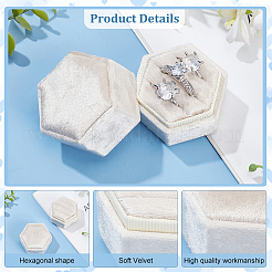 3スロット六角ベルベットリングボックス  リング用ジュエリーギフトボックス  スタッドピアスの収納  リネン  4.65x5.3x5.05cm&nbsp;AJEW-WH0471-26A