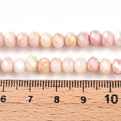 グラデーション染めガラスビーズ連売り  そろばん  淡いチソウ  6x5mm  穴：1.2mm  約80~85個/連  38~40cm&nbsp;GLAA-C023-02-A03