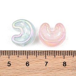 UVメッキ透明アクリルビーズ  虹色の  ムーン  グリッターパウダー付き  ミックスカラー  15x13x9.5mm  穴：2mm&nbsp;AC-CBA15BB-03