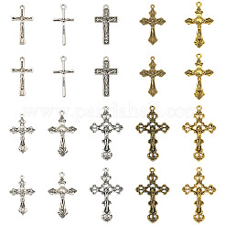 50個10スタイルチベットスタイルアロイペンダント  クロス  ミックスカラー  28~41.5x13.8~25x2~3mm  穴：1.2~2.4mm  5個/スタイル&nbsp;FIND-TA0006-67