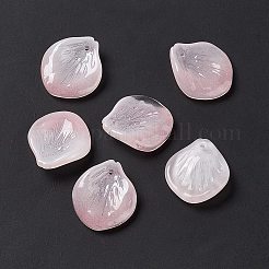 電気メッキガラスペンダント  花びらのチャーム  ピンク  20x18x4mm  穴：1.2mm&nbsp;EGLA-H102-01B