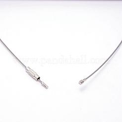 コードを作る鋼線ネックレス  スクリュークラスプ付きリング  ステンレス鋼色  45x0.1cm  10個/セット&nbsp;FIND-WH0082-61