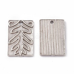 ラックメッキチベット風合金ペンダント  葉の長方形  アンティークシルバー  28.5x18.5x2mm  穴：2.5mm&nbsp;PALLOY-D013-05AS