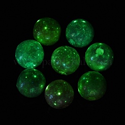 蓄光UVメッキ不透明アクリルビーズ  虹色の  テクスチャラウンド  暗闇で光る  ミックスカラー  15mm  穴：3.5mm&nbsp;OACR-Q204-14